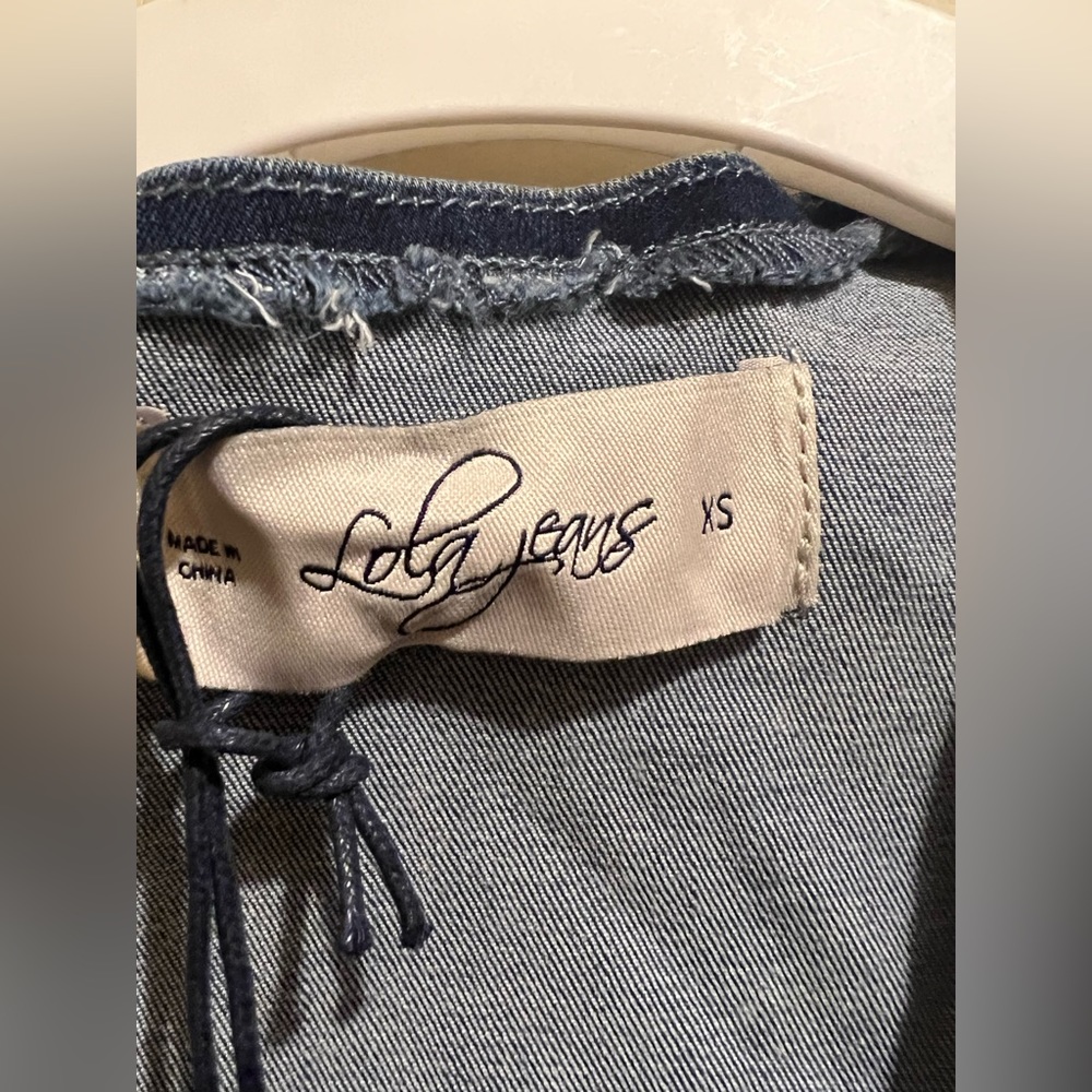New Lola Jeans 4Way stretch Denim Dress elegant white bow wear w/white Addidas - Picture 6 of 11